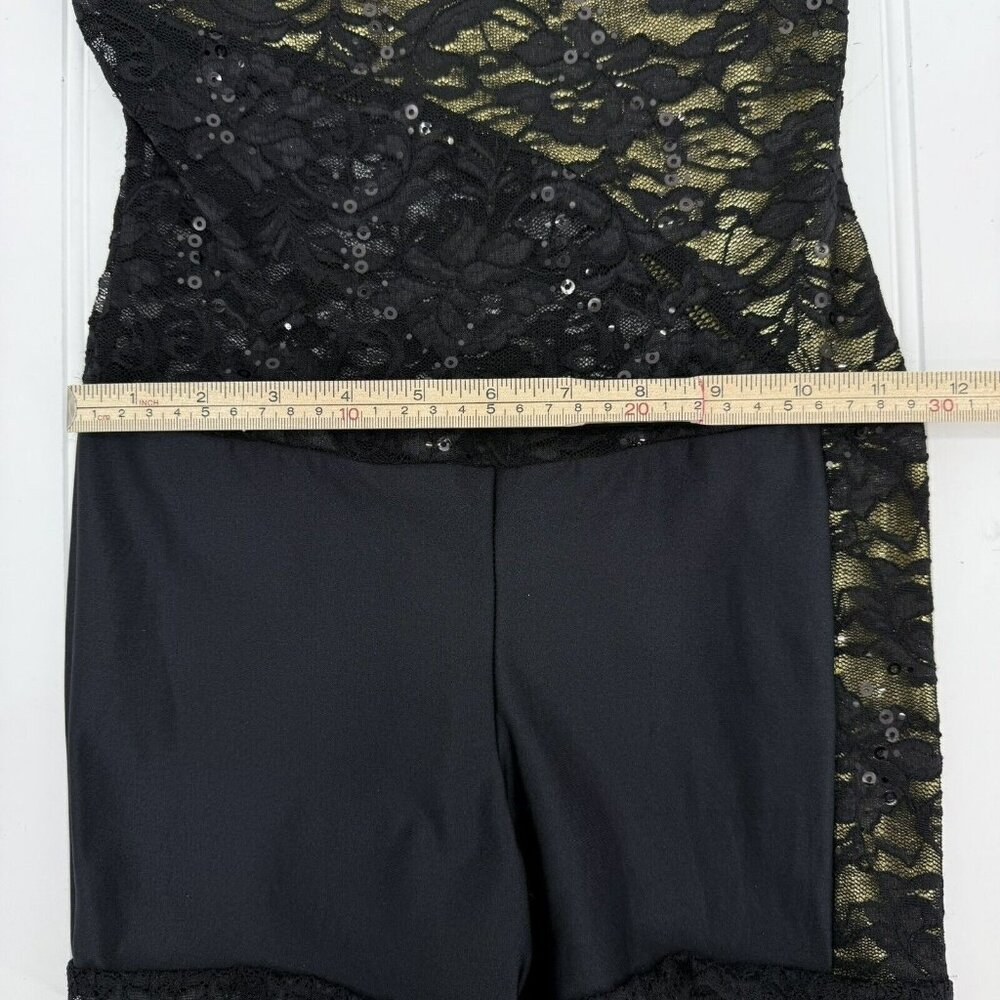 Dance Costume Black Gold Sequins Jazz Child Large Open Back “Bionic” - Picture 6 of 10